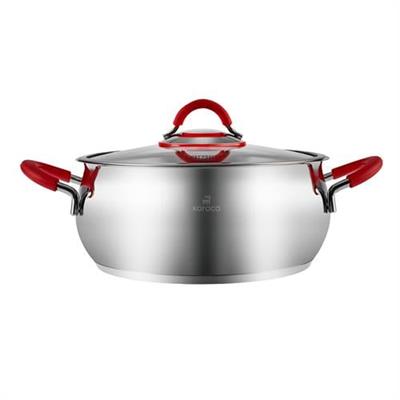 Karaca Oyster İndüksiyon Tabanlı Silikon Kulplu 8 Parça Çelik Tencere Seti Kırmızı