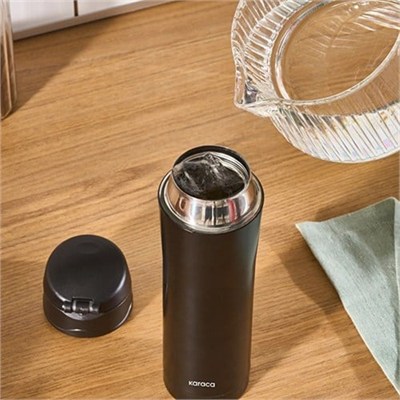 Karaca Pluton Çelik Sızdırmaz Termos Siyah 450 Ml