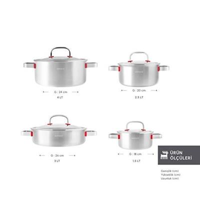 Karaca Powersteel 316+ 3Ply Artemis İndüksiyon Tabanlı 8 Parça Çelik Tencere Seti