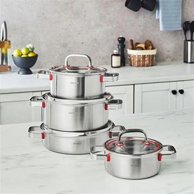 Karaca Powersteel 316+ 3Ply Artemis İndüksiyon Tabanlı 8 Parça Çelik Tencere Seti