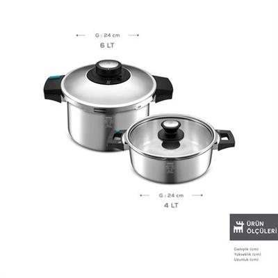 Karaca Quick And Safe İndüksiyon Tabanlı Düdüklü Tencere Seti 4+6 Lt