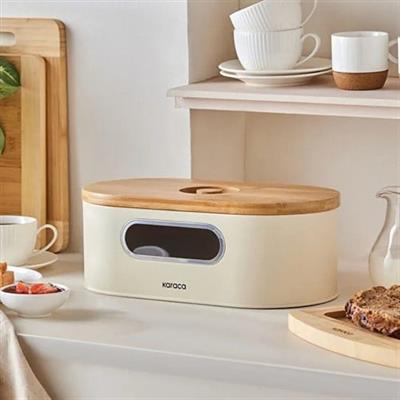 Karaca Stream 2İn1 Ekmek Kutusu/Kesme Tahtası Cream