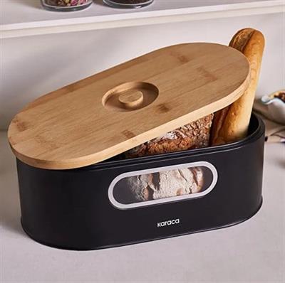 Karaca Stream 2İn1 Ekmek Kutusu/Kesme Tahtası Black