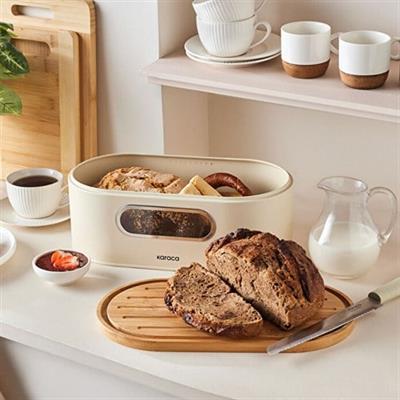 Karaca Stream 2İn1 Ekmek Kutusu/Kesme Tahtası Cream