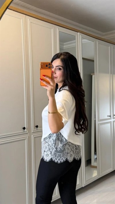 Kısa Kollu Bısıklet Yakalı Dantel Detaylı Vıskon ıkı ıplık Bluz