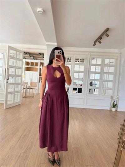 Kolsuz Uzun Kabardin Elbise - Bordo