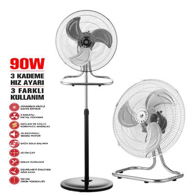 MS-18   Marsstar Sanayi Vantilatör - 3 Farklı Kullanım