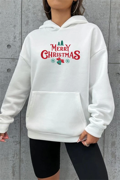 Merry Chrıstmas Sweatshirt - Hodie - Beyaz