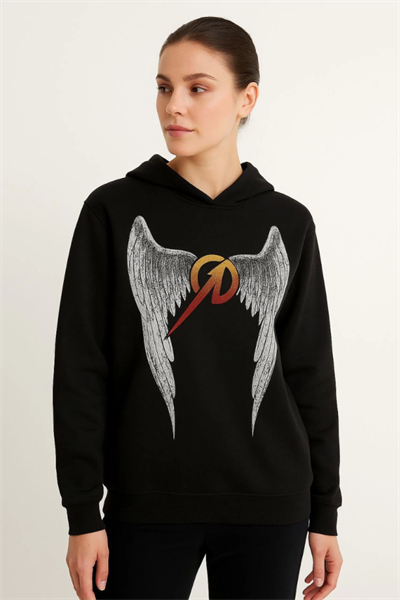 Metallica İki İplik Kapüşonlu Ön Ve Arka Baskılı Hoodie - Siyah