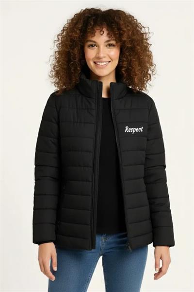 Mikro Su İtici Kapitone Baskılı Astarlı Fermuarlı Bomber Mont - Siyah