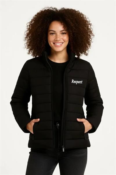 Mikro Su İtici Kapitone Baskılı Astarlı Fermuarlı Bomber Mont - Siyah