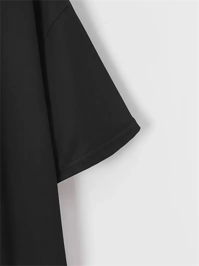 New York Baskılı Oversize Bisiklet Yaka T-shirt - Siyah