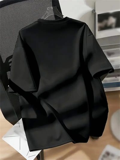 New York Baskılı Oversize Bisiklet Yaka T-shirt - Siyah