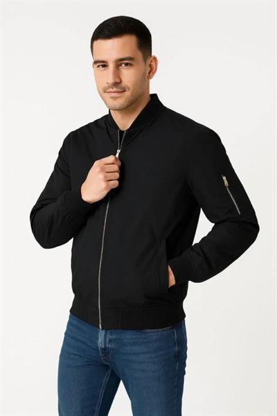 Ön Bomber Ceket - Siyah