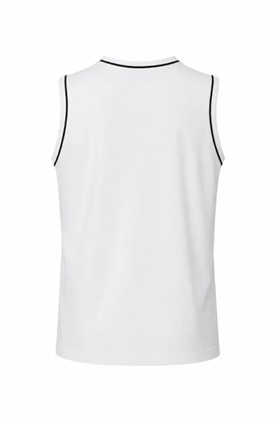 Ön Unisex Pamuklu Bisiklet Yaka Kolsuz Atlet Kontrast Biyeli Regular Fit - Beyaz