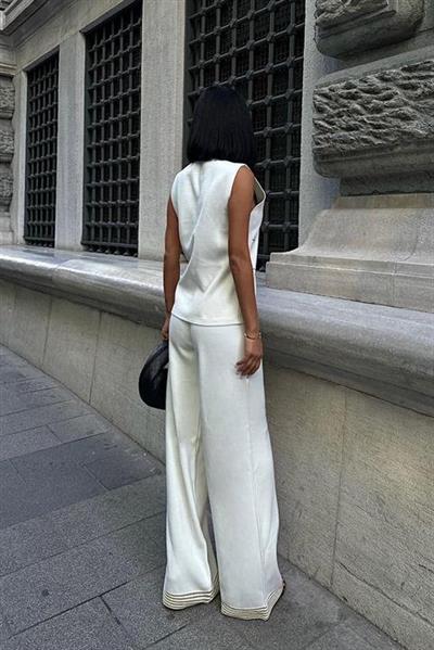 Paulo Gold Düğmeli Yelek Pantolon Takım 9976