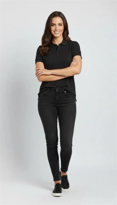 Pike Kumaş Düğmeli Yaka Regular Rahat Günlük Kısa Kol Tişört T-shirt - Siyah