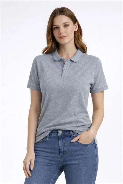 Pike Kumaş Düğmeli Yaka Regular Rahat Günlük Kısa Kol Tişört T-shirt - Gri