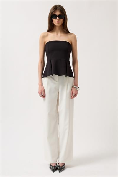 Pileli Straplez Bluz