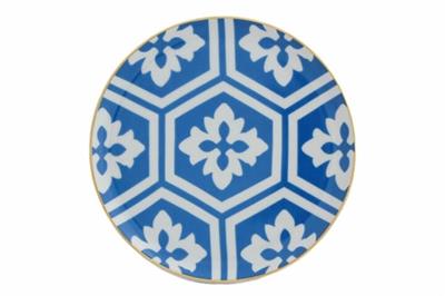 Porland Morocco Desen2 Mavi Düz Tabak 17Cm