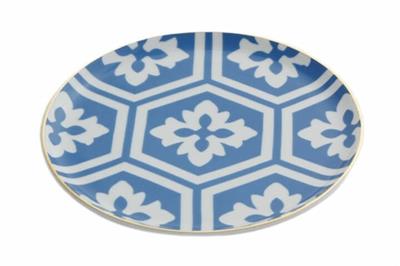 Porland Morocco Desen2 Mavi Düz Tabak 17Cm