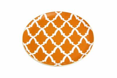 Porland Morocco Desen3 Turuncu Düz Tabak 24Cm