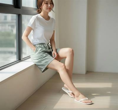 Pötikareli Şort – Beli Lastikli Bağcıklı, Cepli, Rahat Kesim Günlük Yazlık Şort - Mint Yeşili