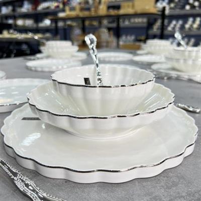 Royking Twist Platin 24 Parça 6 Kişilik Yemek Takımı HRN018