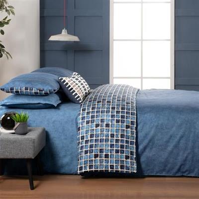 Sarev Sensa Nevresim Takımı Çift Kişilik Saten İndigo