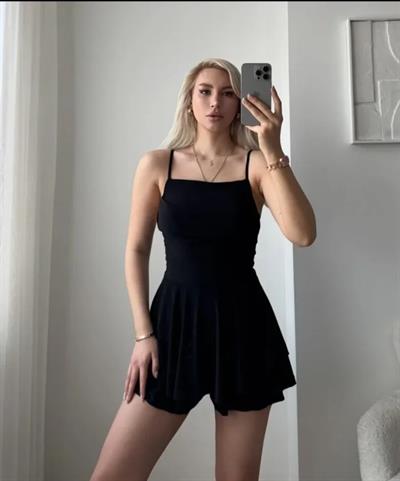 Straplez Mini Etek Görünümlü Şortlu Elbise Büzgülü Şık Yazlık - Siyah