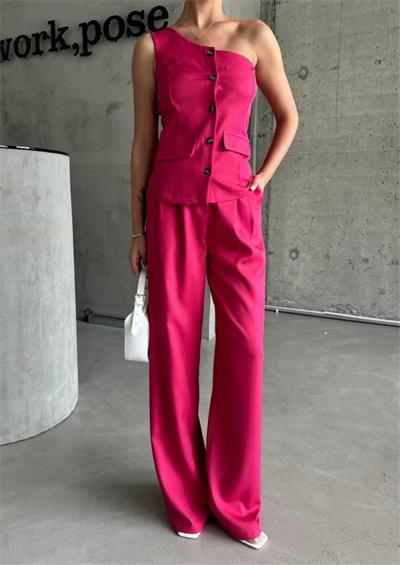 TEK KOL YELEK - PANTOLON TAKIM ATLAS - Fuşya