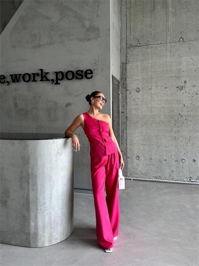 TEK KOL YELEK - PANTOLON TAKIM ATLAS - Fuşya