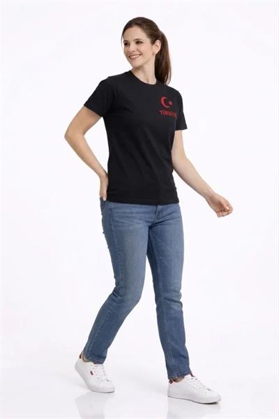 TÜRKİYE Ay Yıldız Baskılı Taraftar Forma T-Shirt - Siyah