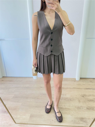 Takım Görünümlu Yelekli Mini Elbise- Füme