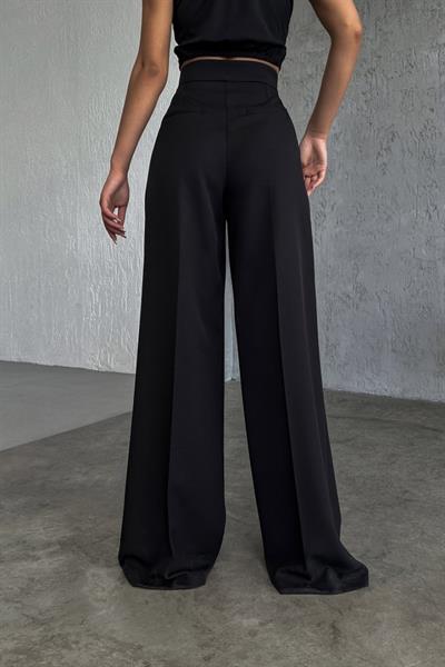 Üç Düğme Detayli Palazzo Pantolon