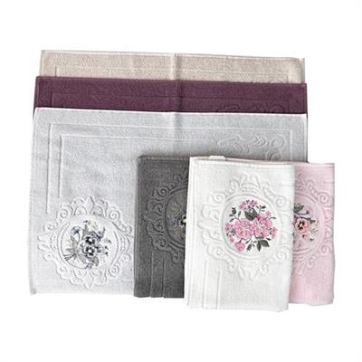 Verda Nakışlı 3D Ayak Havlusu