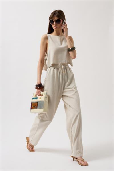 Yandan Bağlamalı Crop Bluz