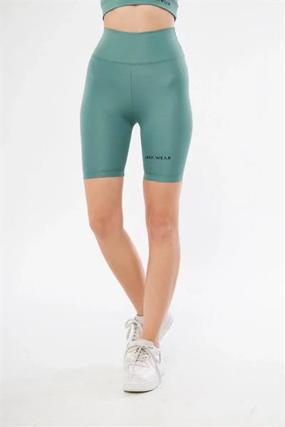 Yüksek Bel Biker Sporcu Şort - Mint Yeşil