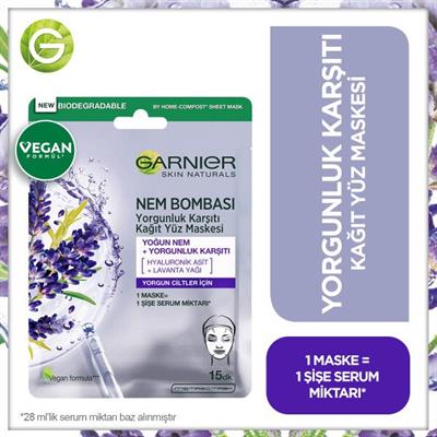 Garnier Nem Bombası Yorgunluk Karşıtı Kağıt Yüz Maskesi