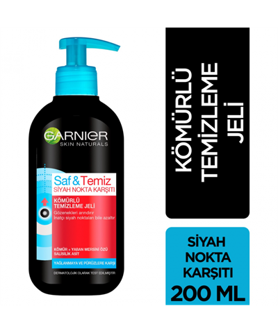 Garnier Saf & Temiz Kömürlü Temizleme Jeli Siyah Nokta Karşıtı 200 ML
