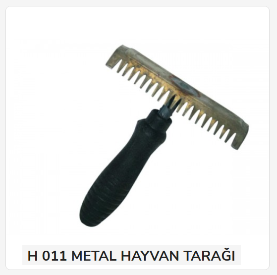 Metal Hayvan Tarağı-Kaşağı - Plastik Sap
