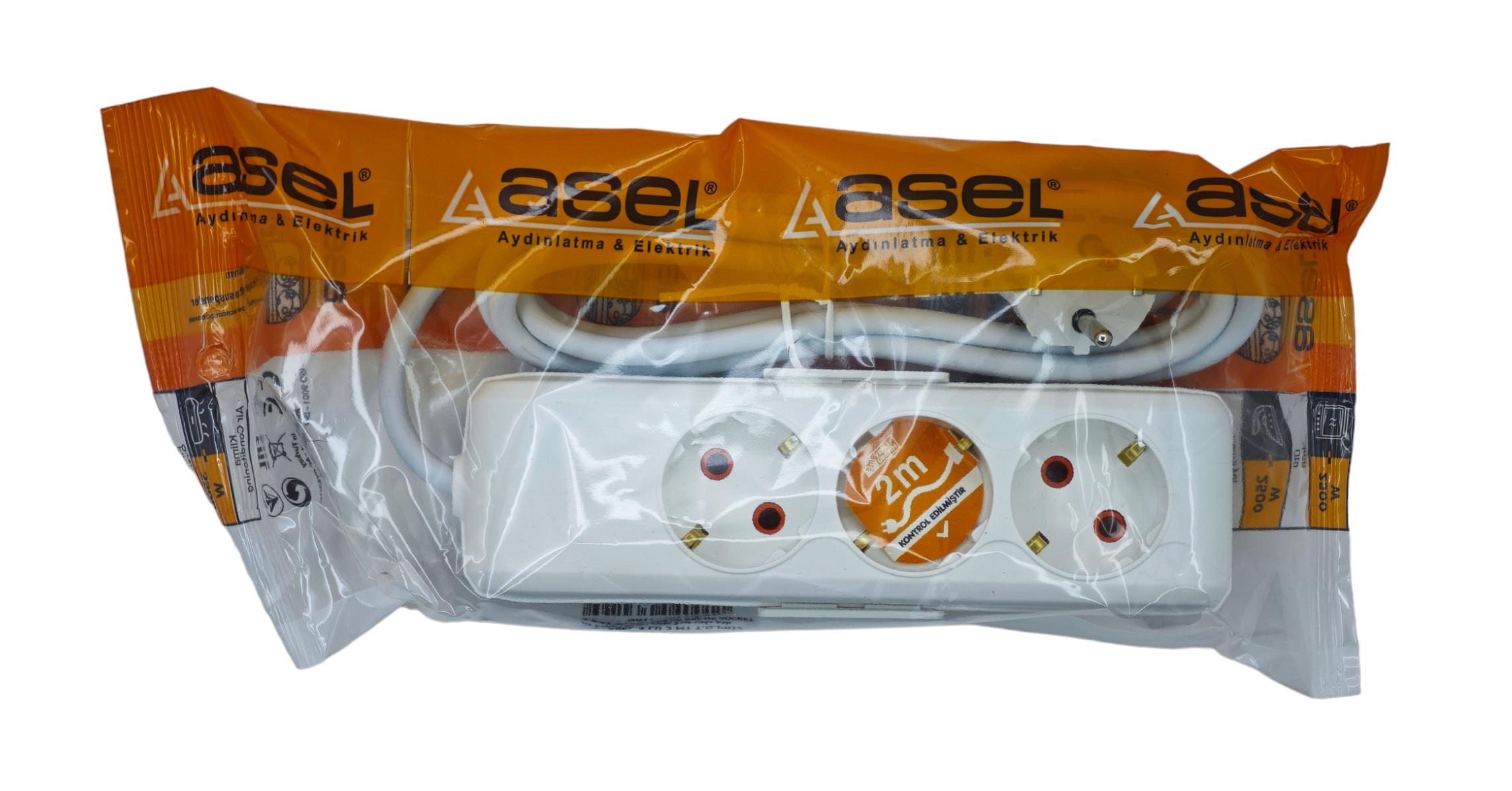 Asel Ara Kablo Grup Priz 3Lü 2M