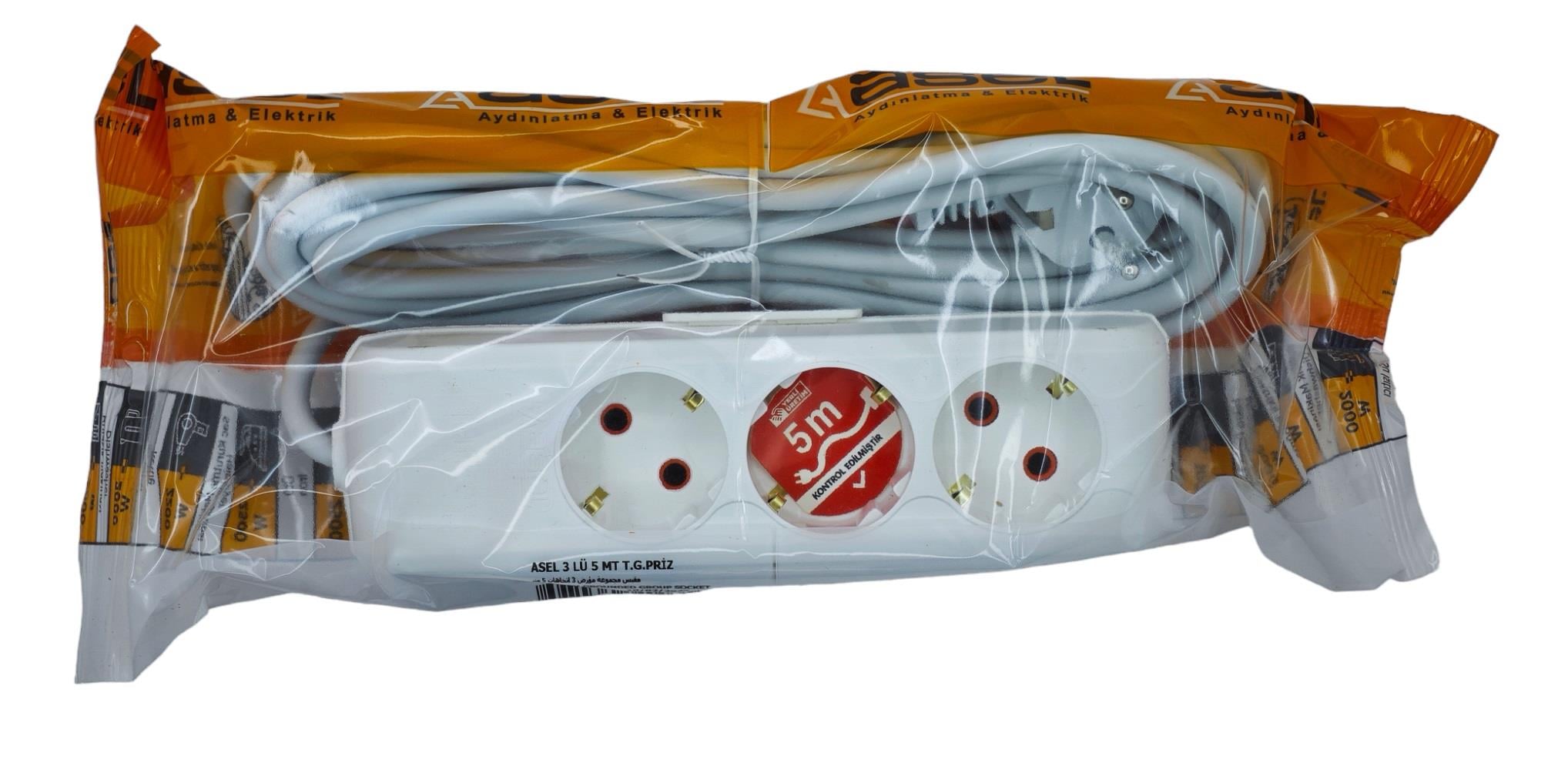 Asel Ara Kablo Grup Priz 3Lü 5M