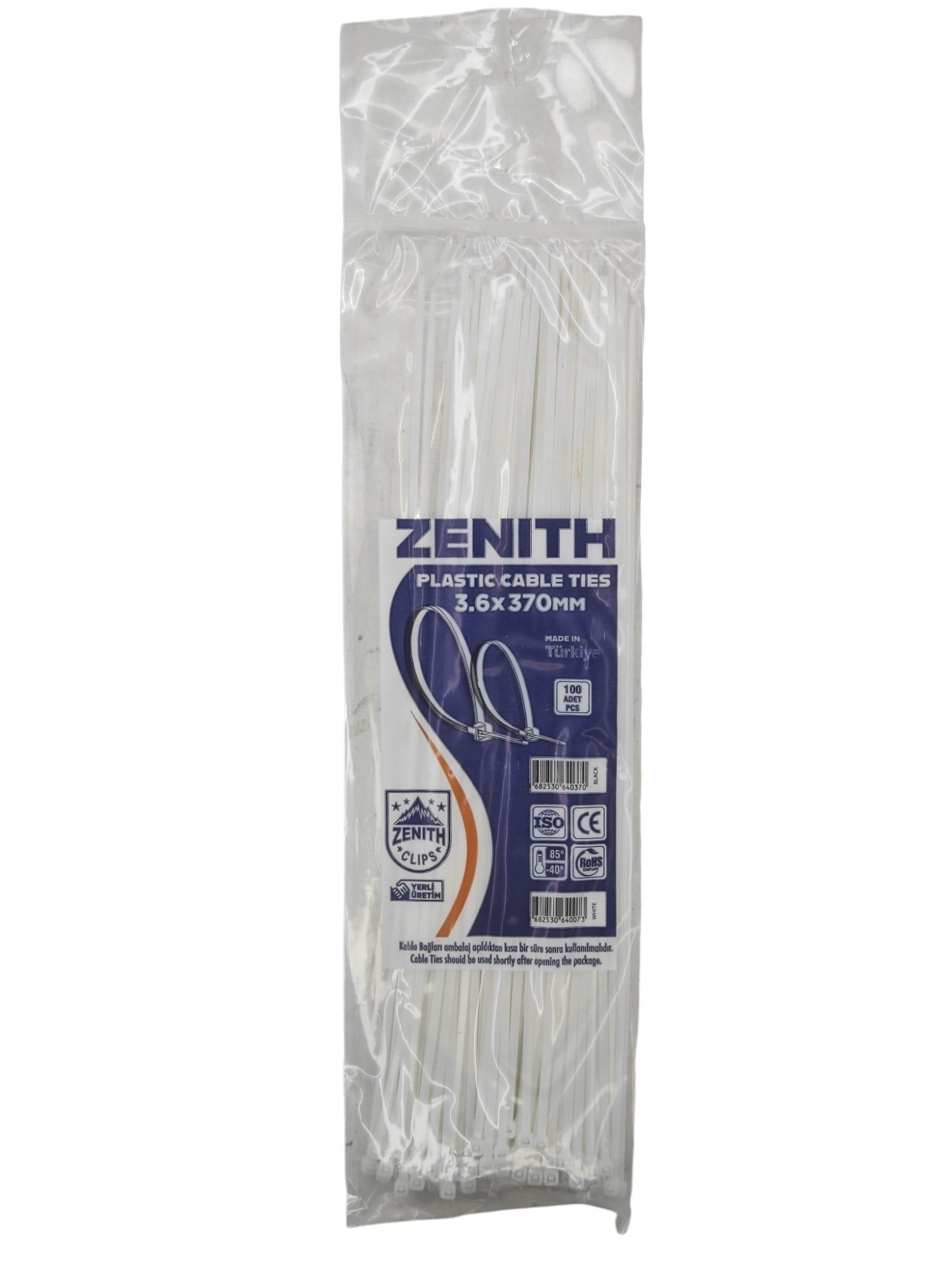 4007   Zenith Kablo Bağı - Plastik Kelepçe 3.6mm 370mm - Beyaz