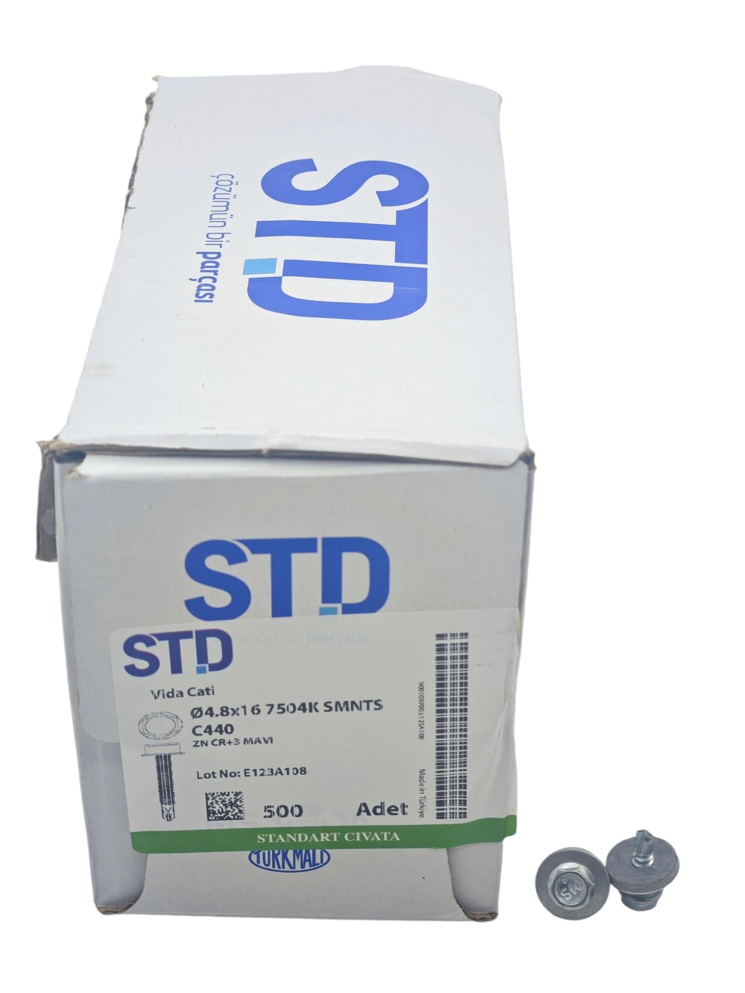 4816   Std 4.8*16 Matkap Uçlu Trapez Çatı Vıda 500Lü