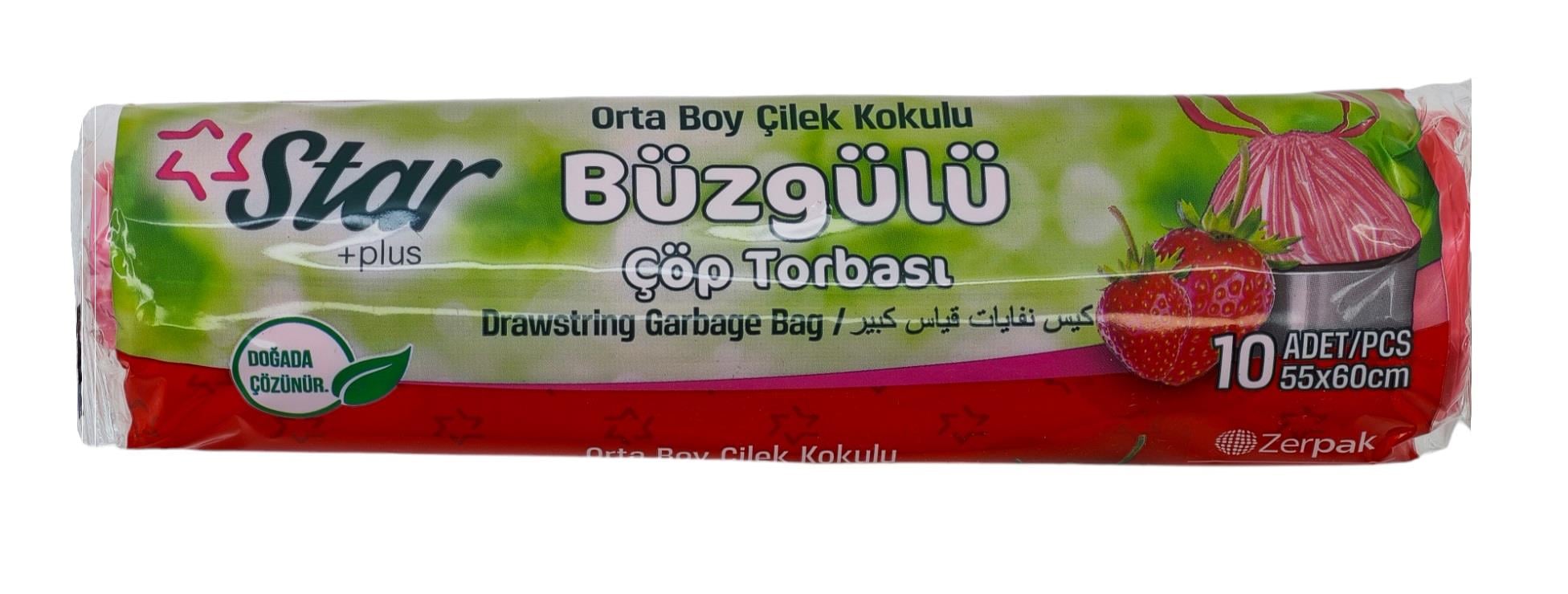 502   STAR BÜZGÜLÜ ÇÖP TORBASI 55*60cm (Çilek)