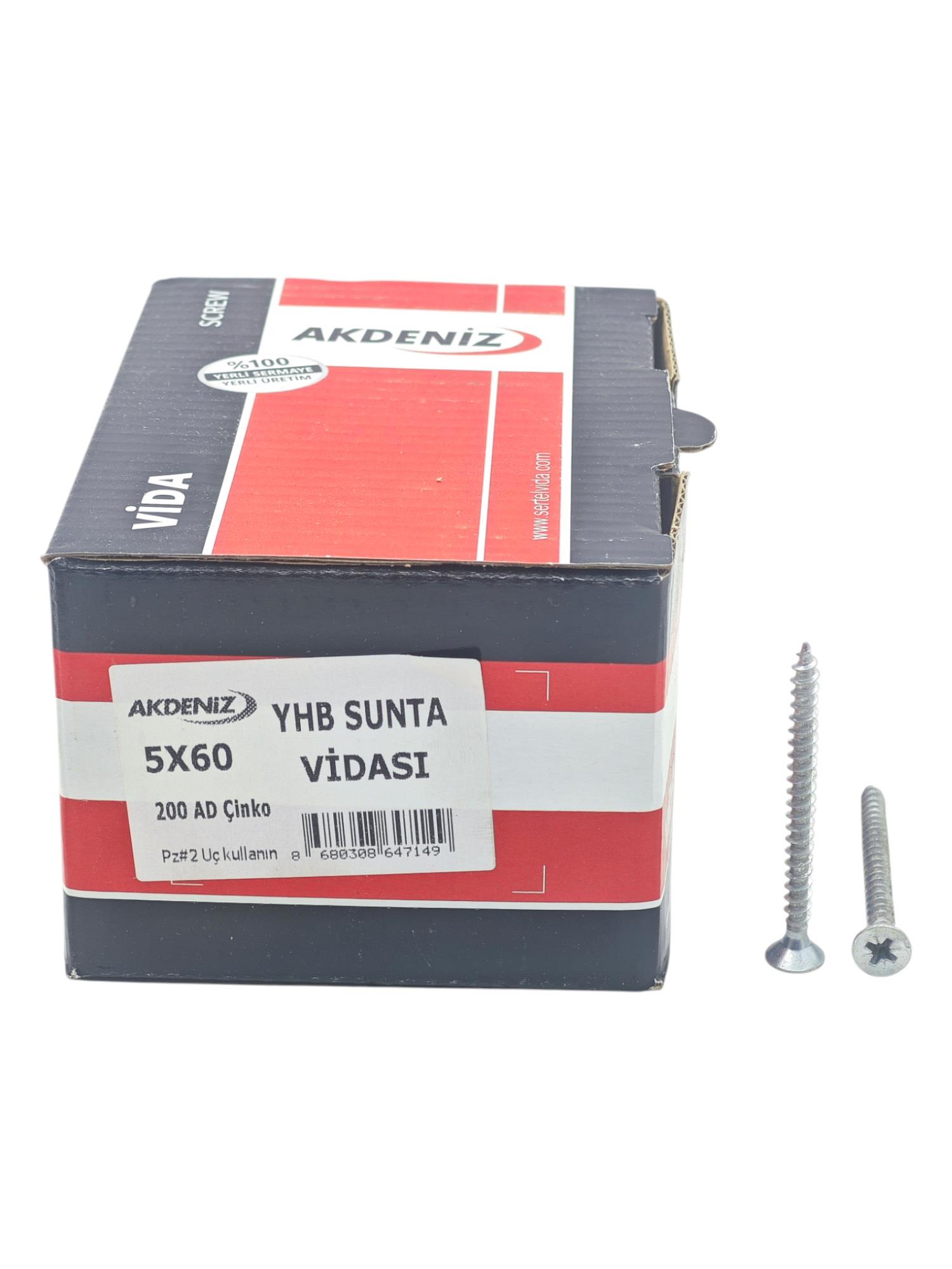 5060   Akdeniz YHB Sunta Vidası 5*60mm 200lü Çinko