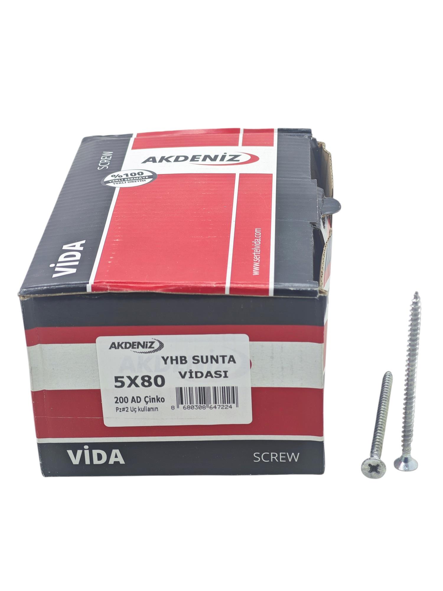 5080   Akdeniz YHB Sunta Vidası 5*80mm 200lü Çinko