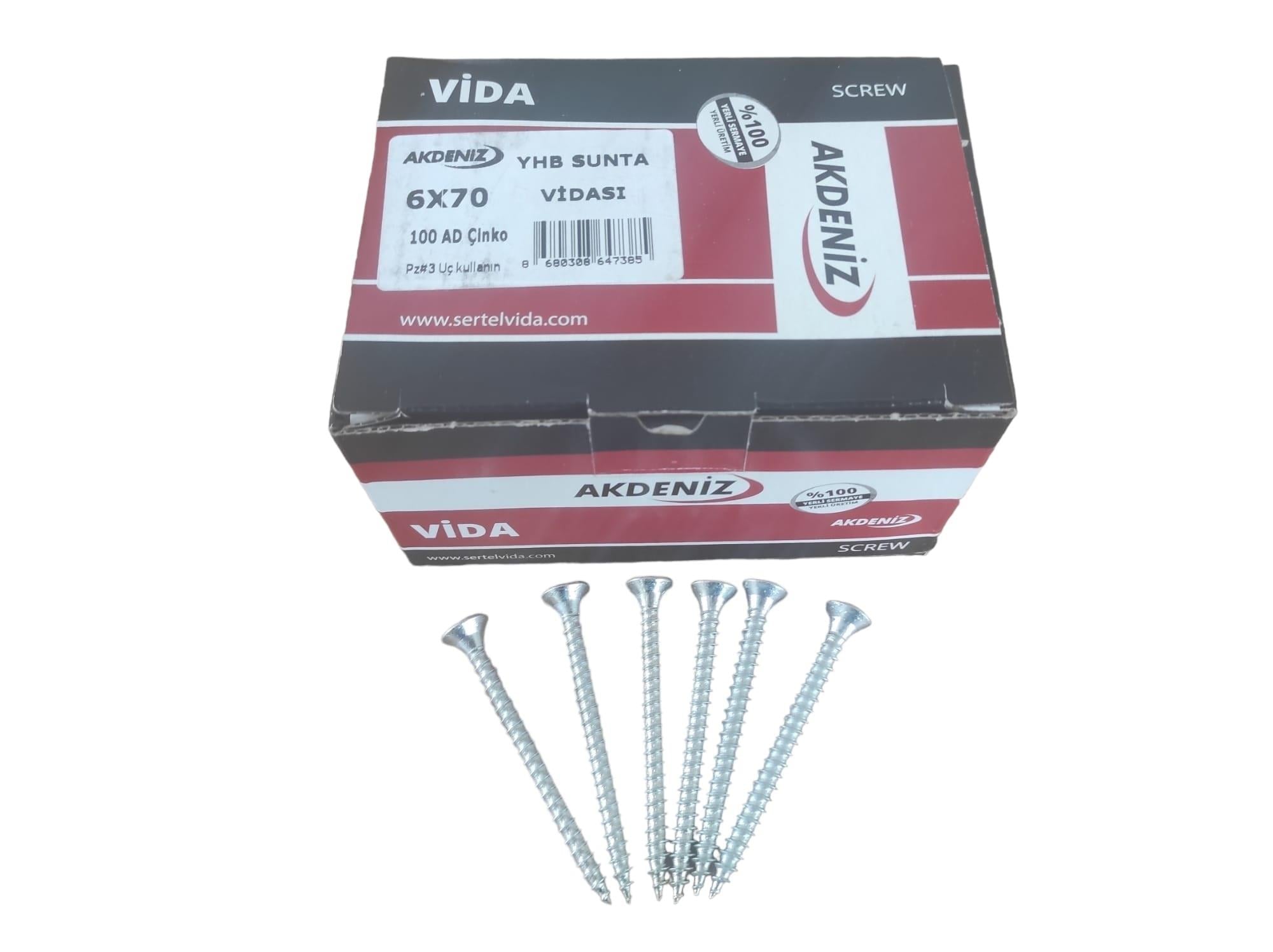Akdeniz Ybh Sunta Vidası 100Lü 6*70