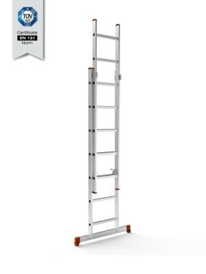 7207-S   Saraylı 2x7 Basamaklı Sürgülü Alüminyüm Merdiven 2+2m